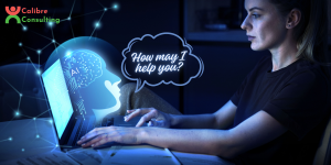 A lady talking o AI chatbot